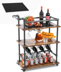 3-Tier Bar Serving Cart with Wheels and Lockable Casters A322