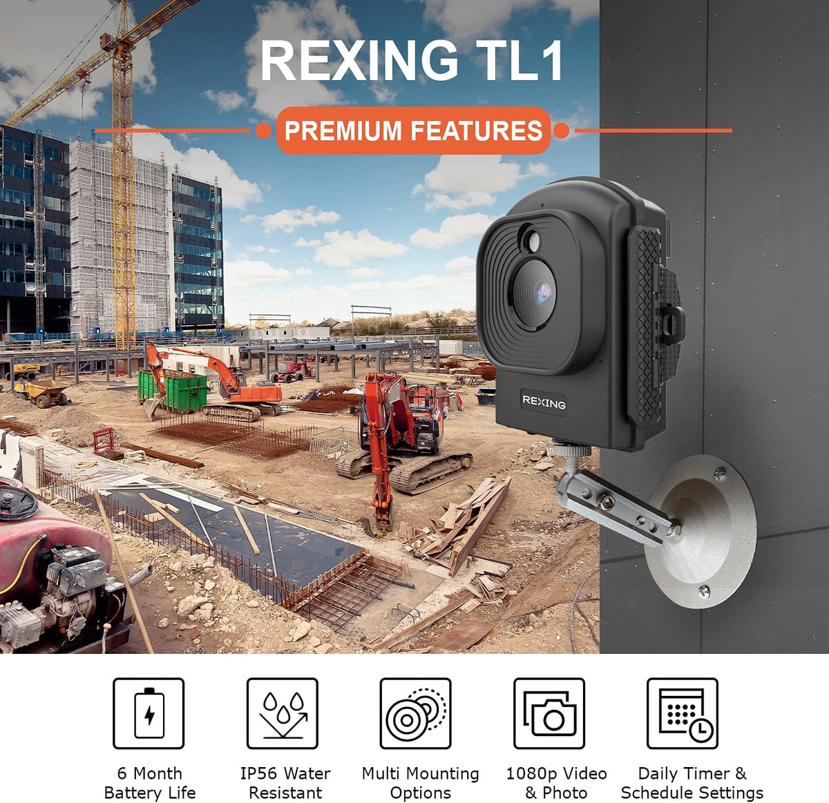 Time-Lapse Camera 2.4” LCD 1920x1080 Full HD Video 110° Wide-Angle Lens 6 Month Battery Life 2W White LED Loop Recording Storage up to 512GB L64879