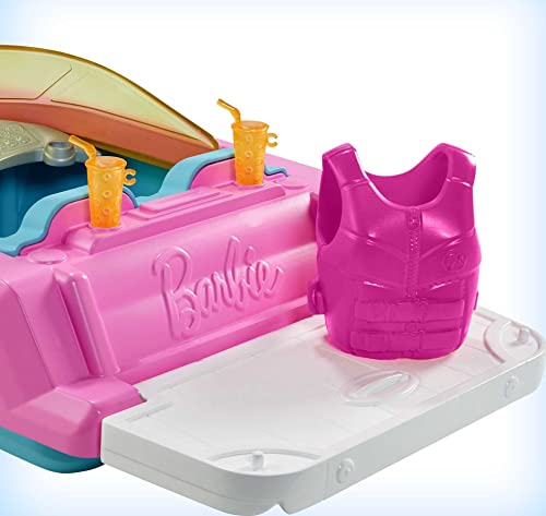 Toy Boat with Pet Puppy, Life Vest & Beverage Accessories, Fits 3 Dolls O342967