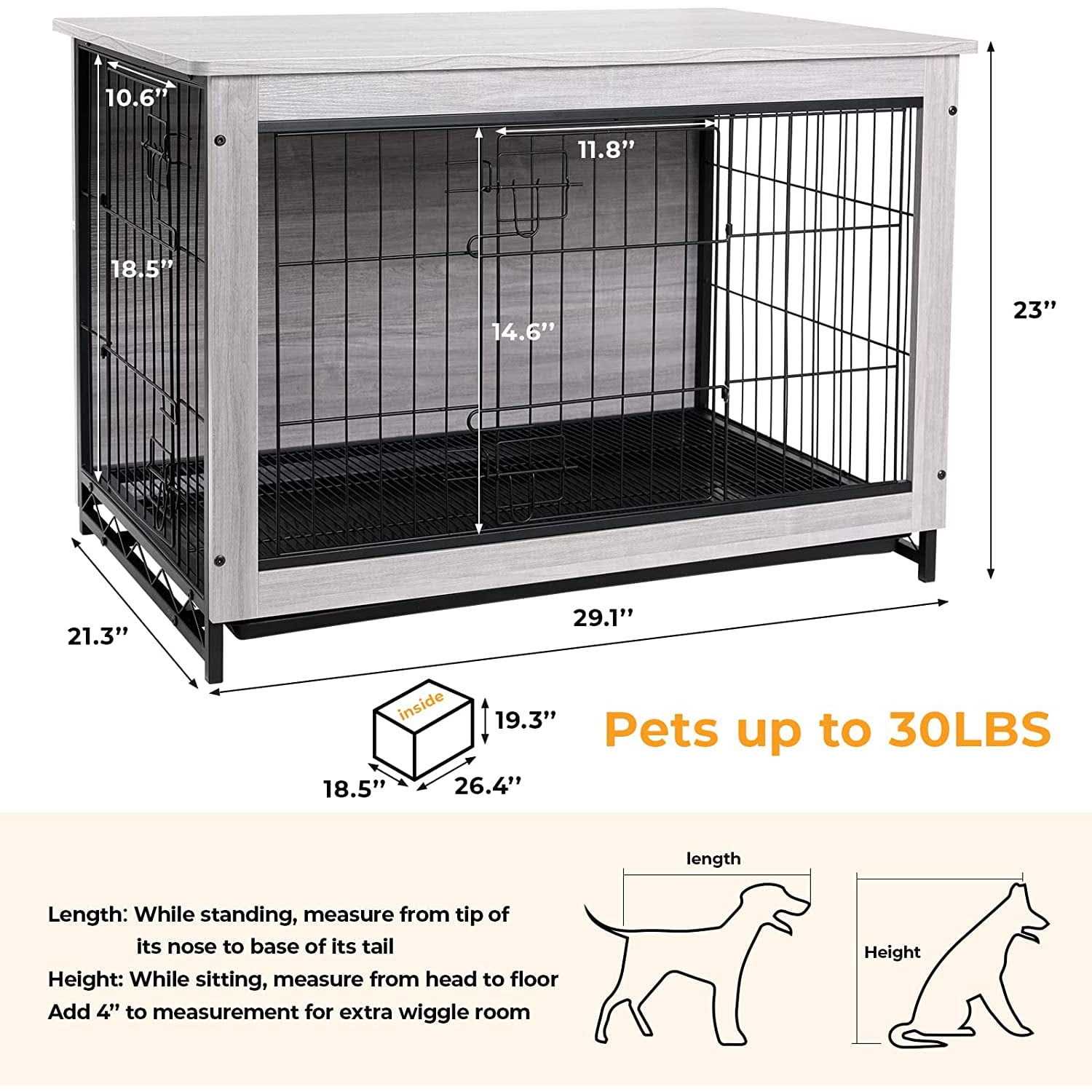Wooden End Table Dog Crate C348