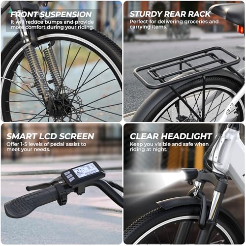 26" Step-Thru Electric Bike with 48V Removable Battery O88683