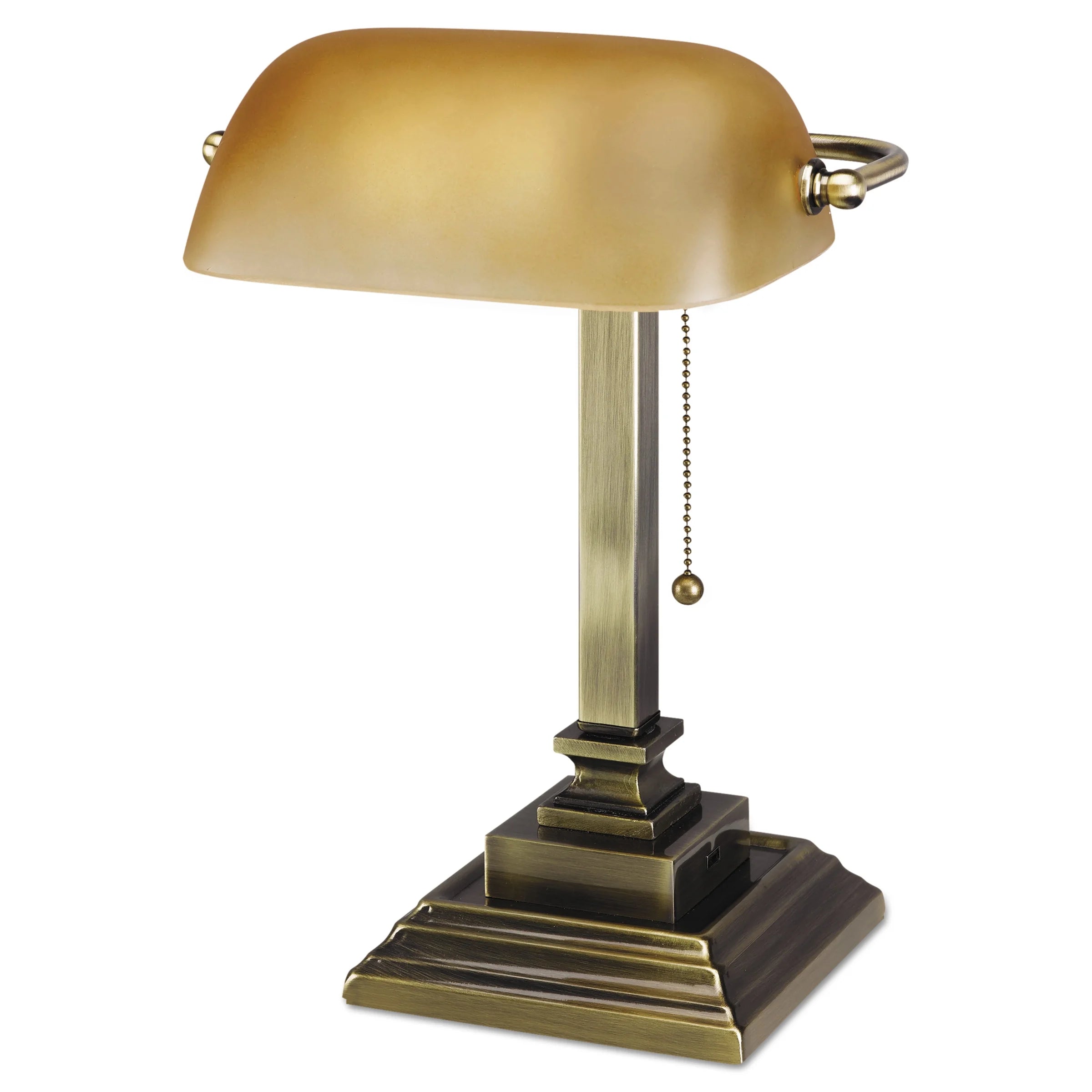 Antique Brass Banker's Lamp with USB M560750