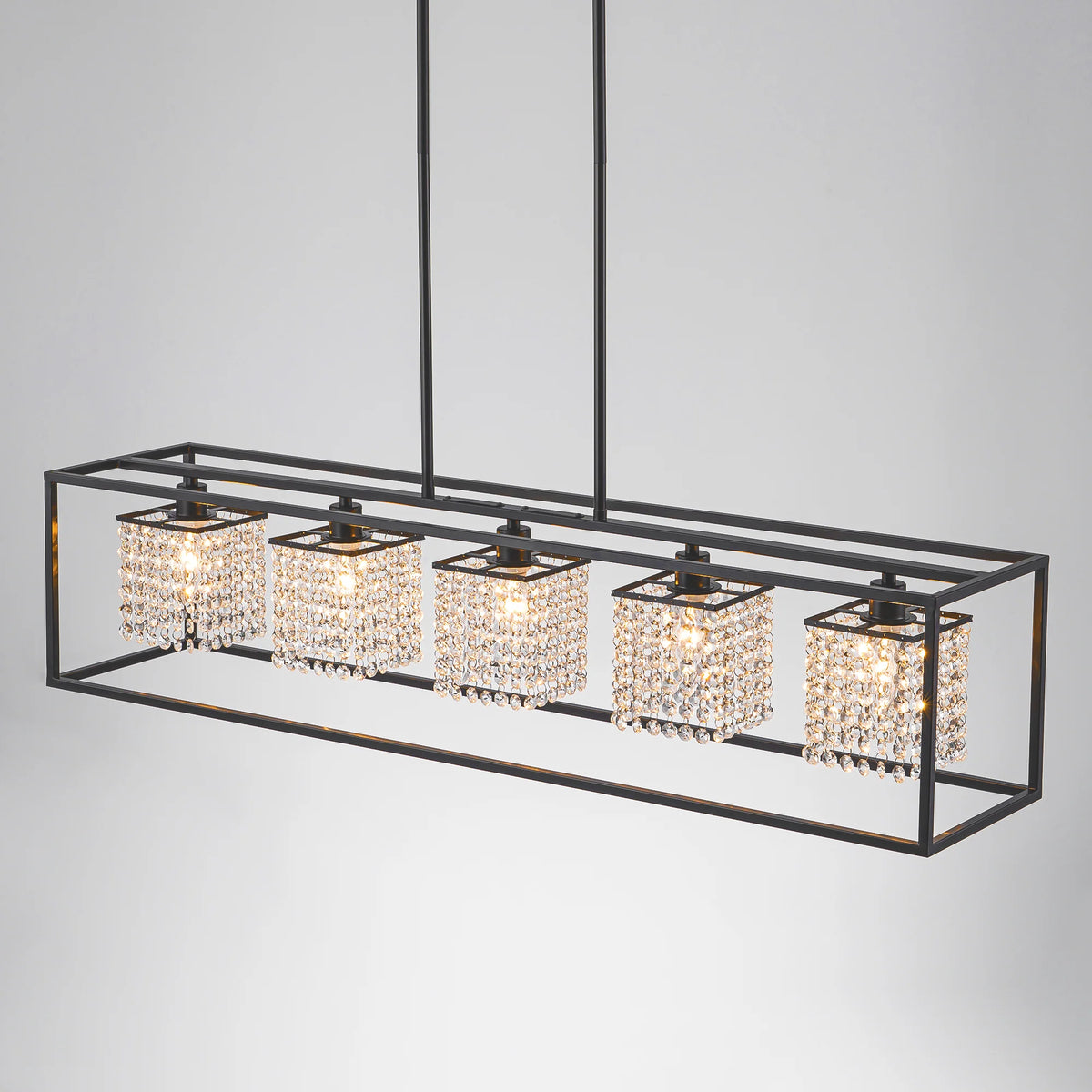 5-Light Crystal Rectangle Island Chandelier A8270