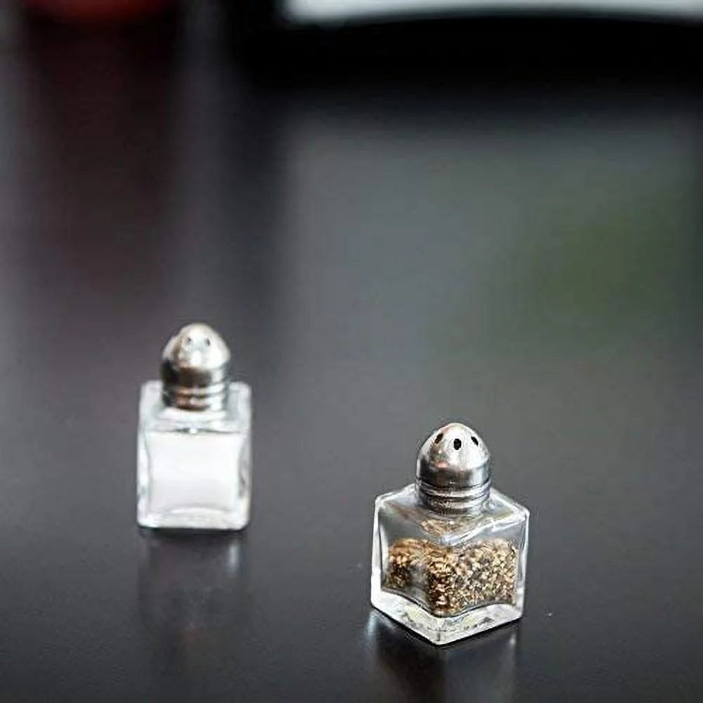 (Set of 12) 0.5 oz Glass Cube Salt and Pepper Shakers B721331