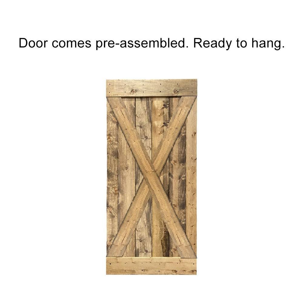 Charcoal Black Stained Wood Interior Sliding Barn Door with Hardware Kit T87324
