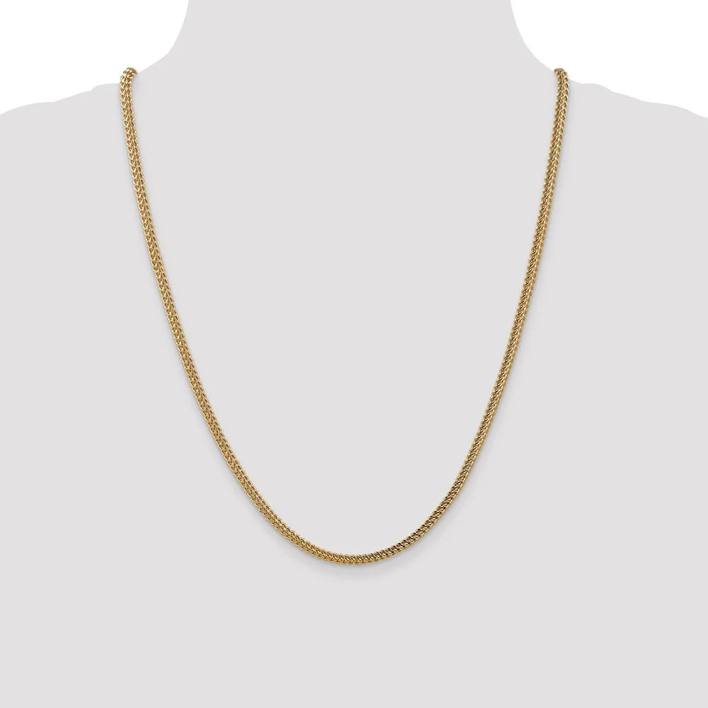 14kt Yellow Gold 3mm Semi-Solid Franco Chain 24 inch Lobster Clasp K2671