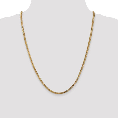 14kt Yellow Gold 3mm Semi-Solid Franco Chain 24 inch Lobster Clasp K2671