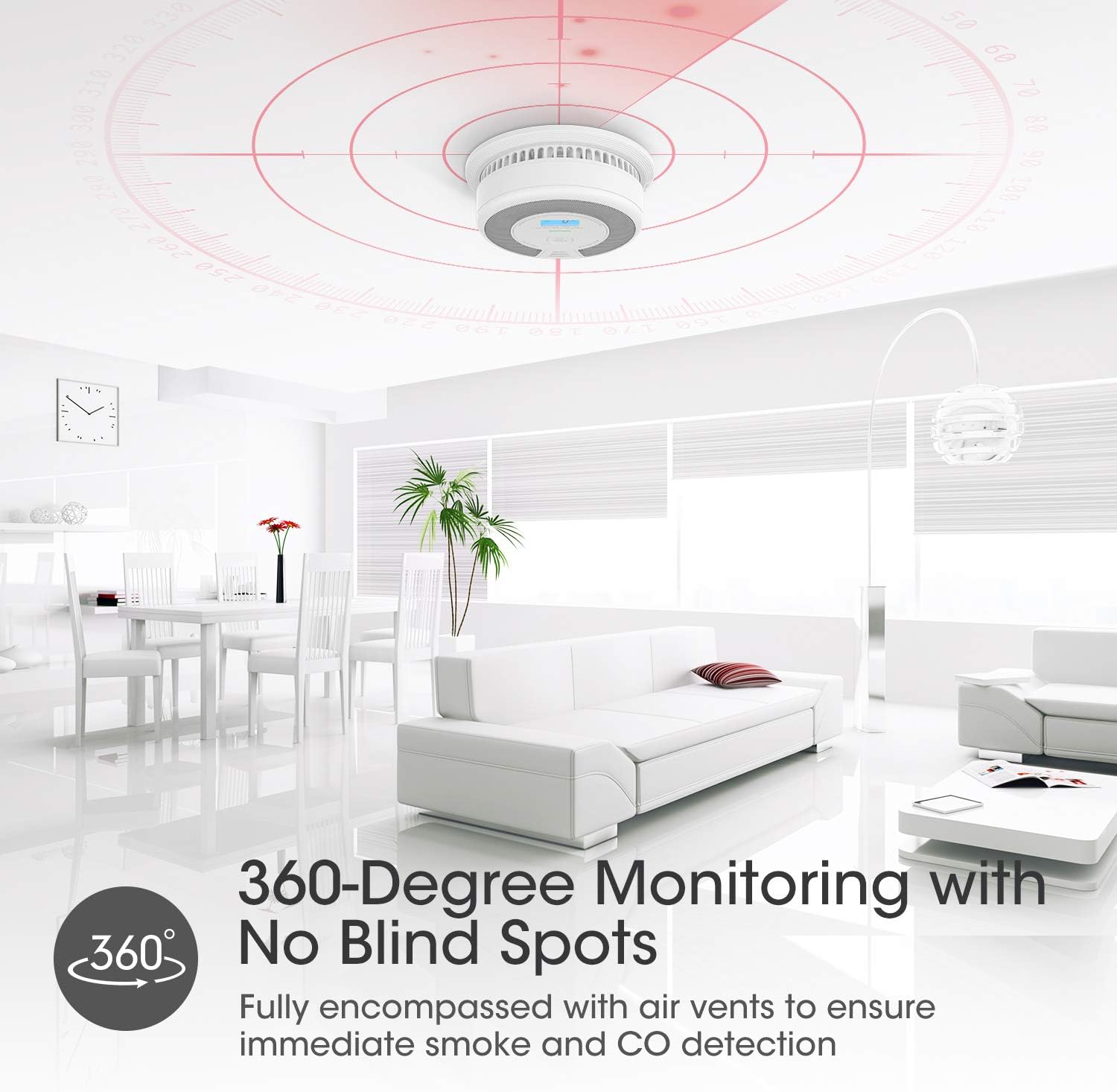10-Year Battery Smoke Carbon Monoxide Detector Alarm with CO Readings Y11498