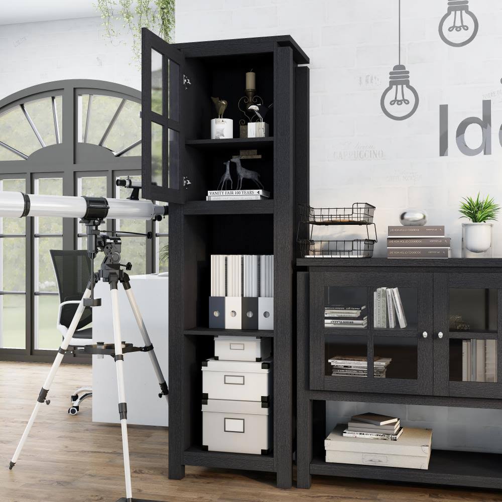 Black Wood 4-Shelf Bookcase F603352