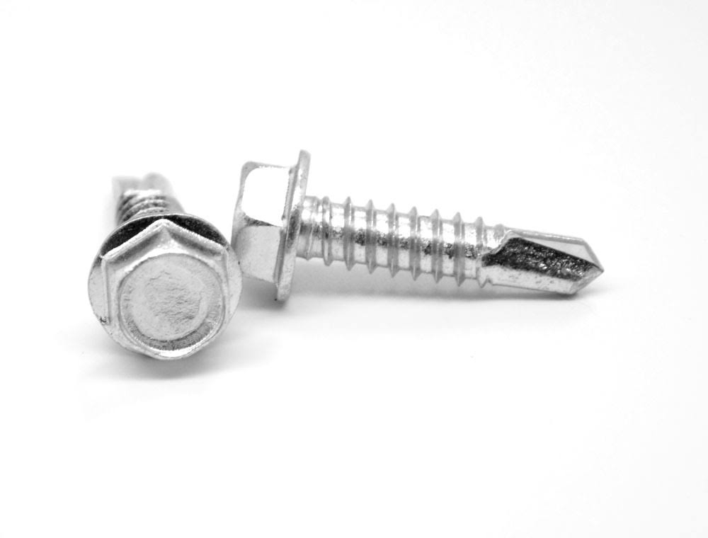 #8-18 x 1 5/8x22 (FT) Self Drilling Screw Hex Washer Head Low Carbon Steel Zinc Plated Pk 2700 P46639