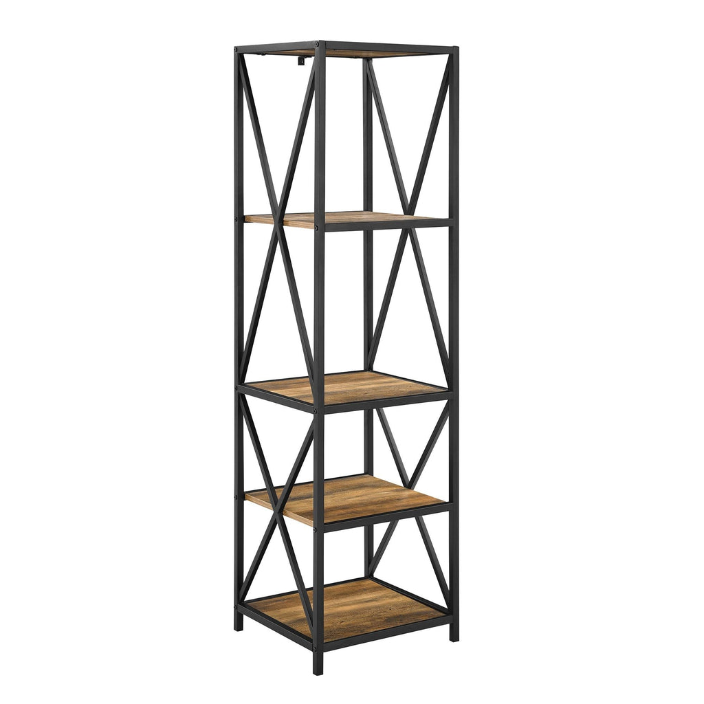Rustic Oak Tower Bookshelf D73038