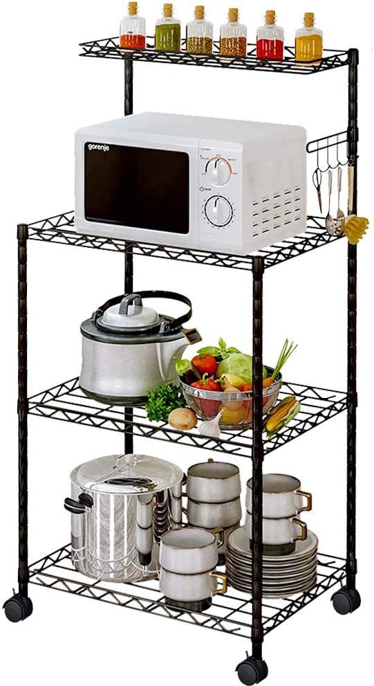 4-Tier Kitchen Baker’s Rack with Wire Mesh Shelves (Black) K680