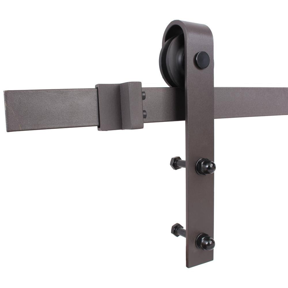 Charcoal Black Stained Wood Interior Sliding Barn Door with Hardware Kit T87324
