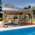 13' x 15' Wood Cedar Gazebo with Galvanized Steel Roof M282917