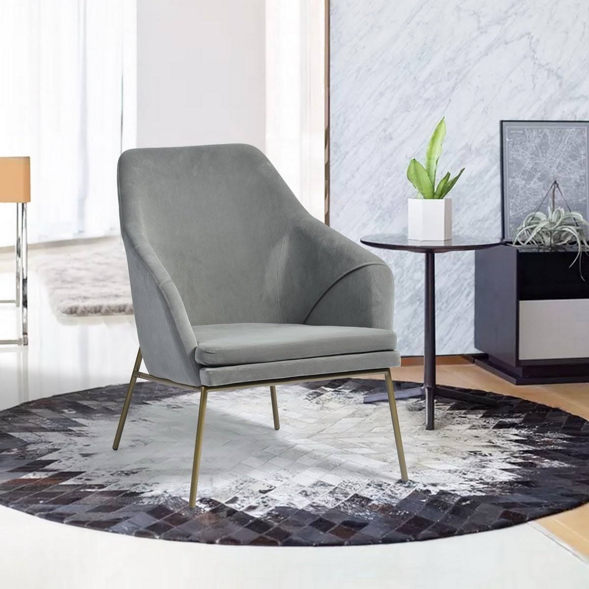 Blue Frosted Velvet Accent Chair K87280