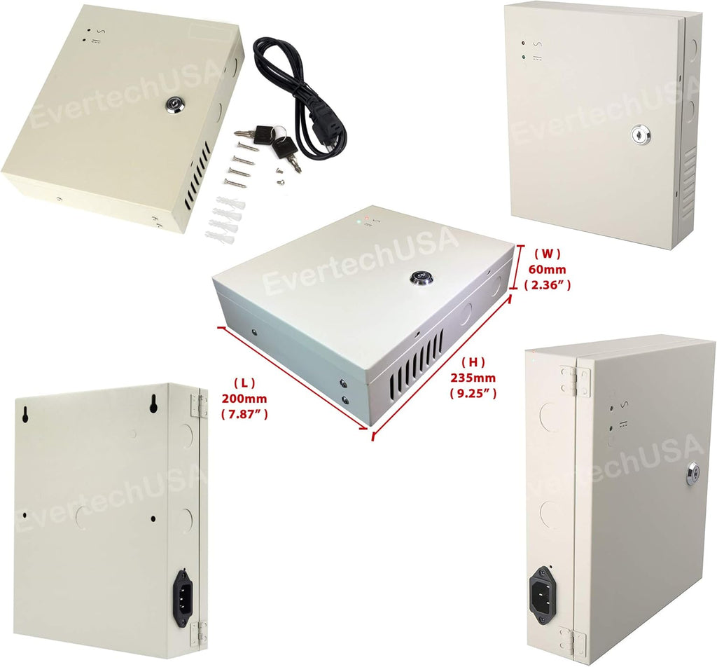 16 Channel 12 Volt DC Output CCTV Power Supply Box with 18 Pcs. DC Male Pigtail O38404