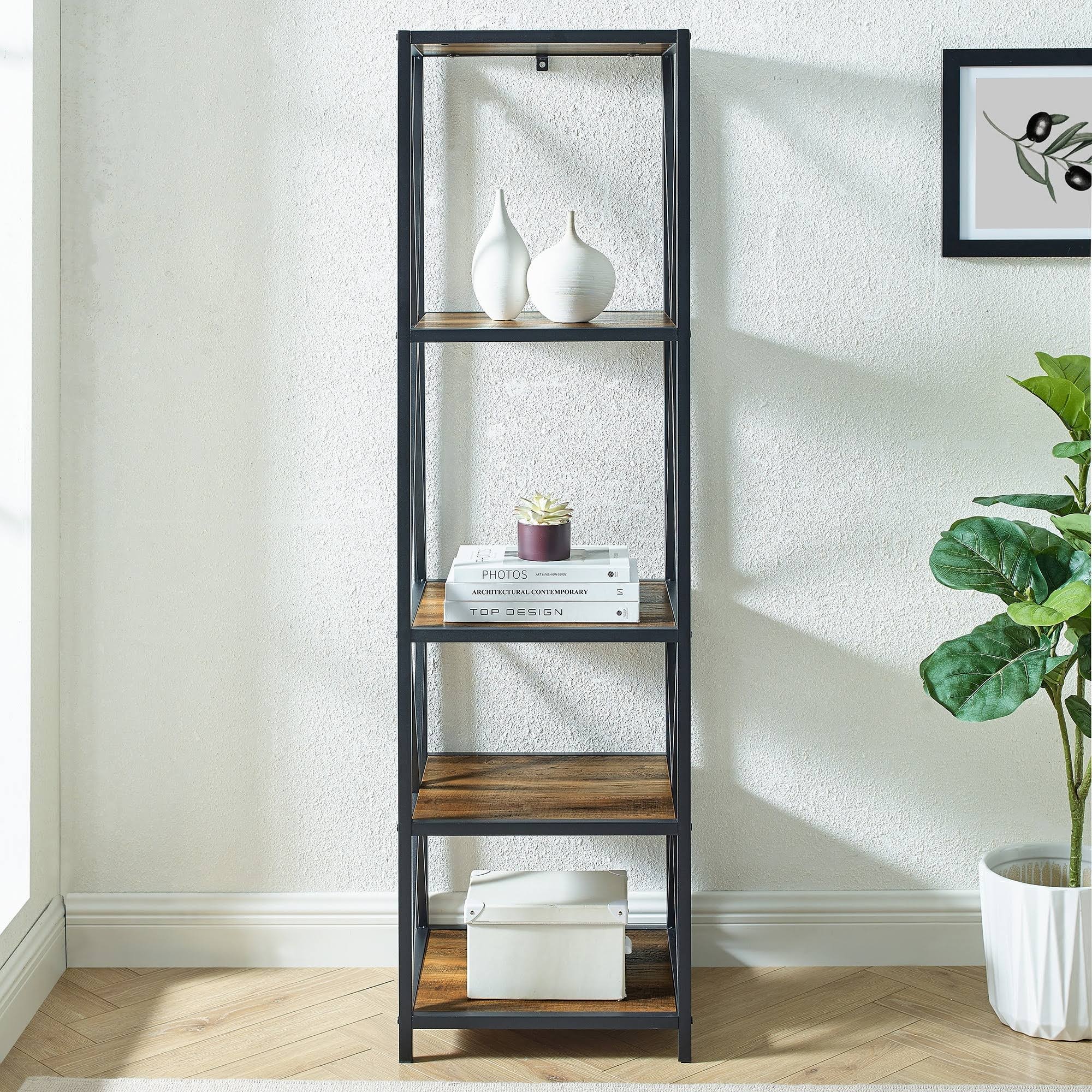Rustic Oak Tower Bookshelf D73038