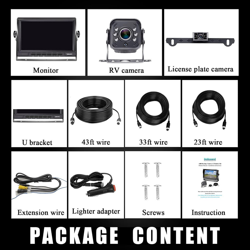 7 Inch LCD Monitor Backup Camera System with 2 Rear View Cameras D41599