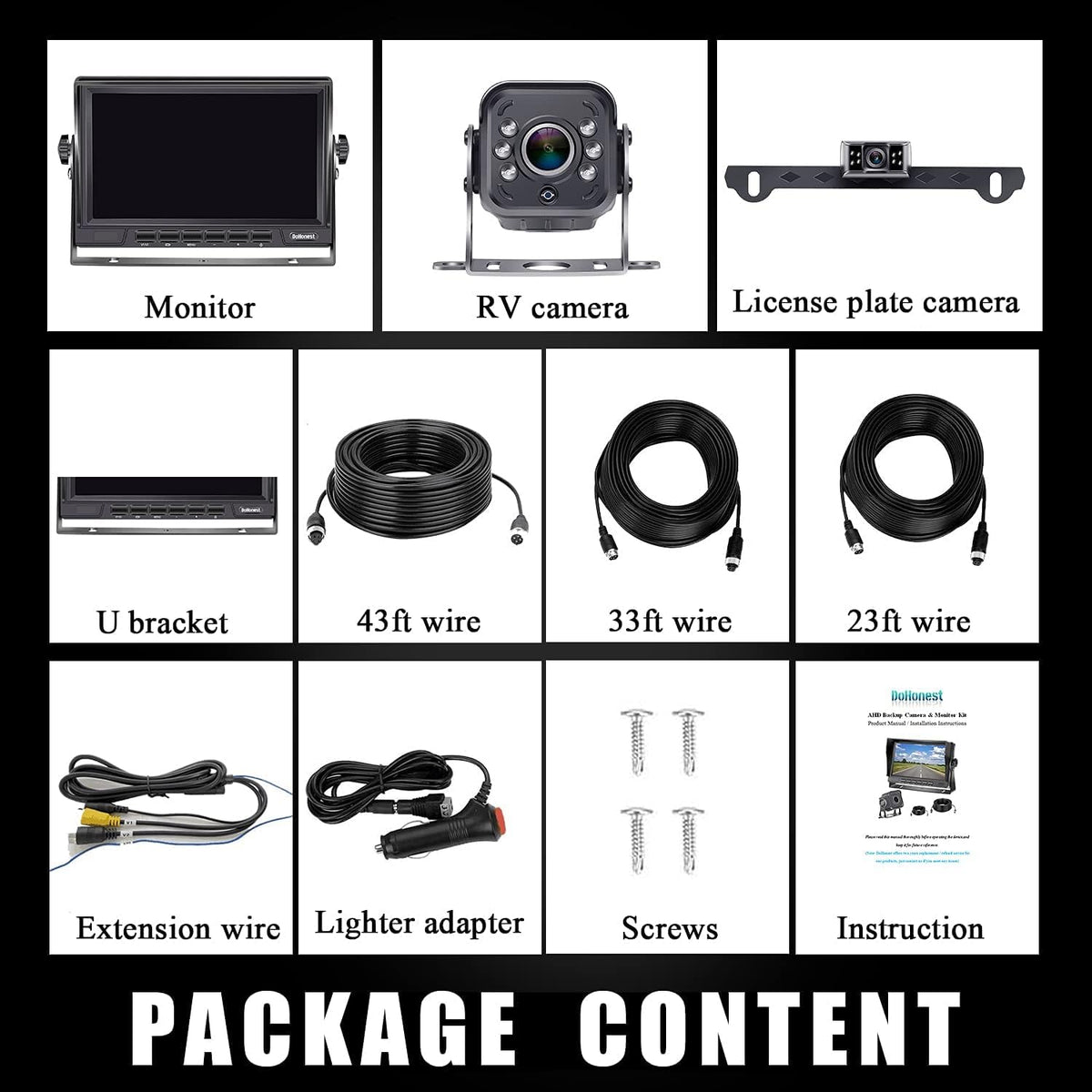 7 Inch LCD Monitor Backup Camera System with 2 Rear View Cameras D41599