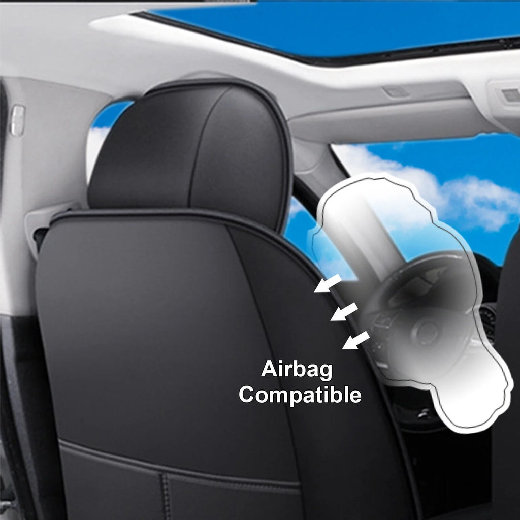 Black Waterproof PU Leather Car Seat Covers Full Set W14716