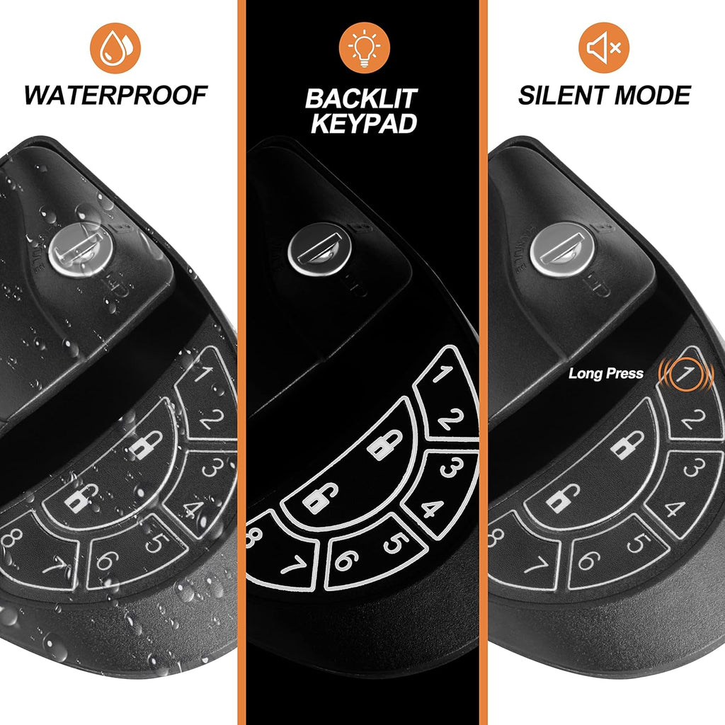 Black Zinc Alloy RV Door Lock with Keypad and Remote Fobs Y3403