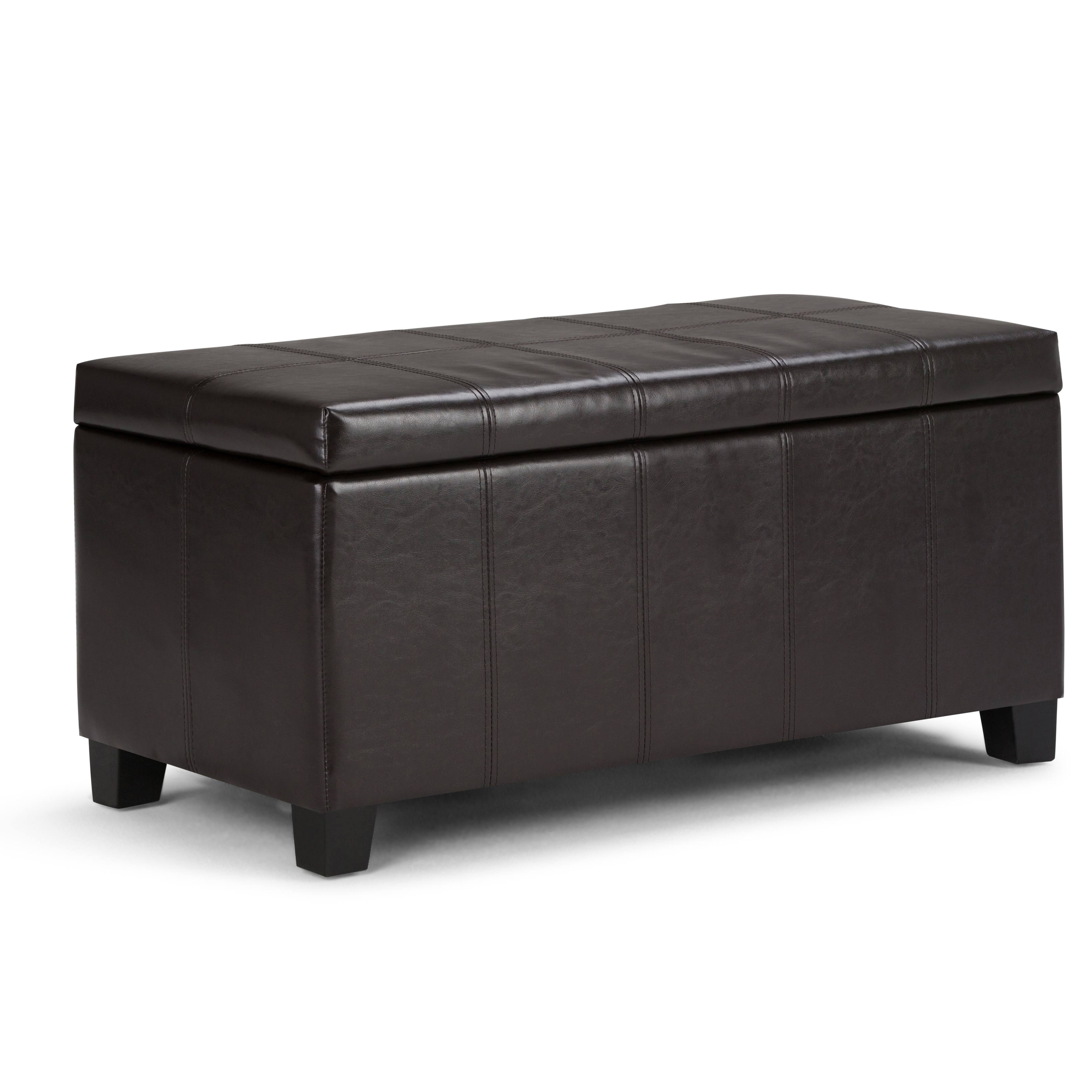 Distressed Gray Taupe Storage Ottoman Bench C53587