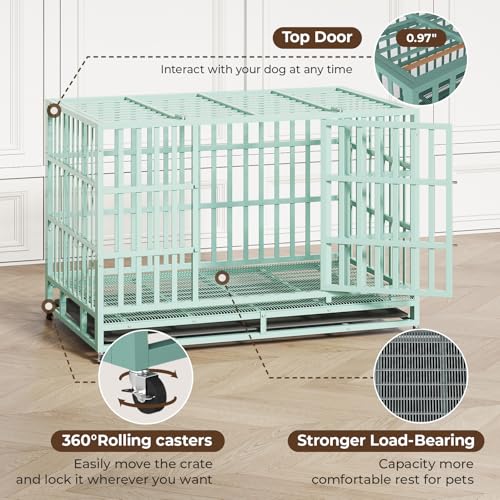 Heavy Duty Steel Dog Crate with Wheels and Removable Tray V685