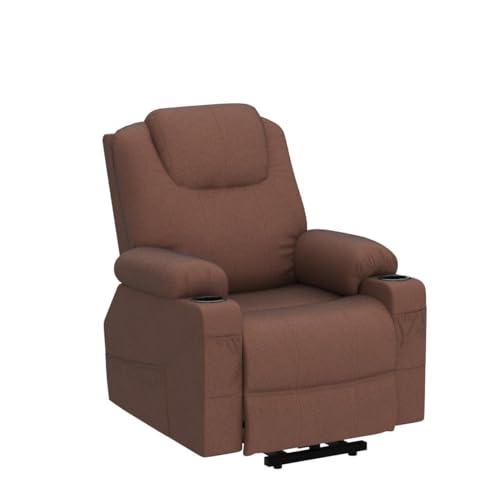 Light Brown Fabric Power Lift Recliner Chair with Heat and Massage K1212