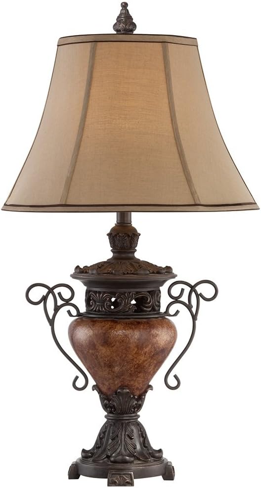 31.5" Bronze Brown Crackle Iron Metal Table Lamp U7415