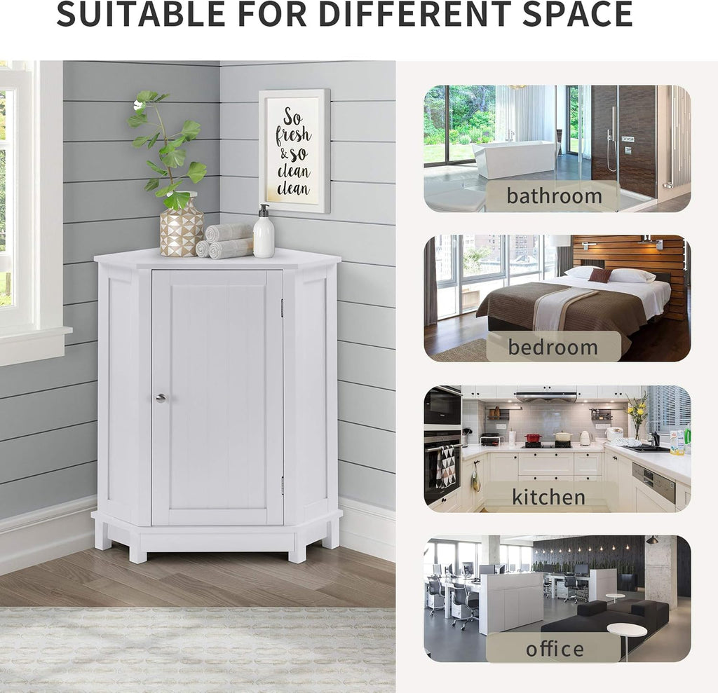 White Triangular Storage Cabinet Q7865