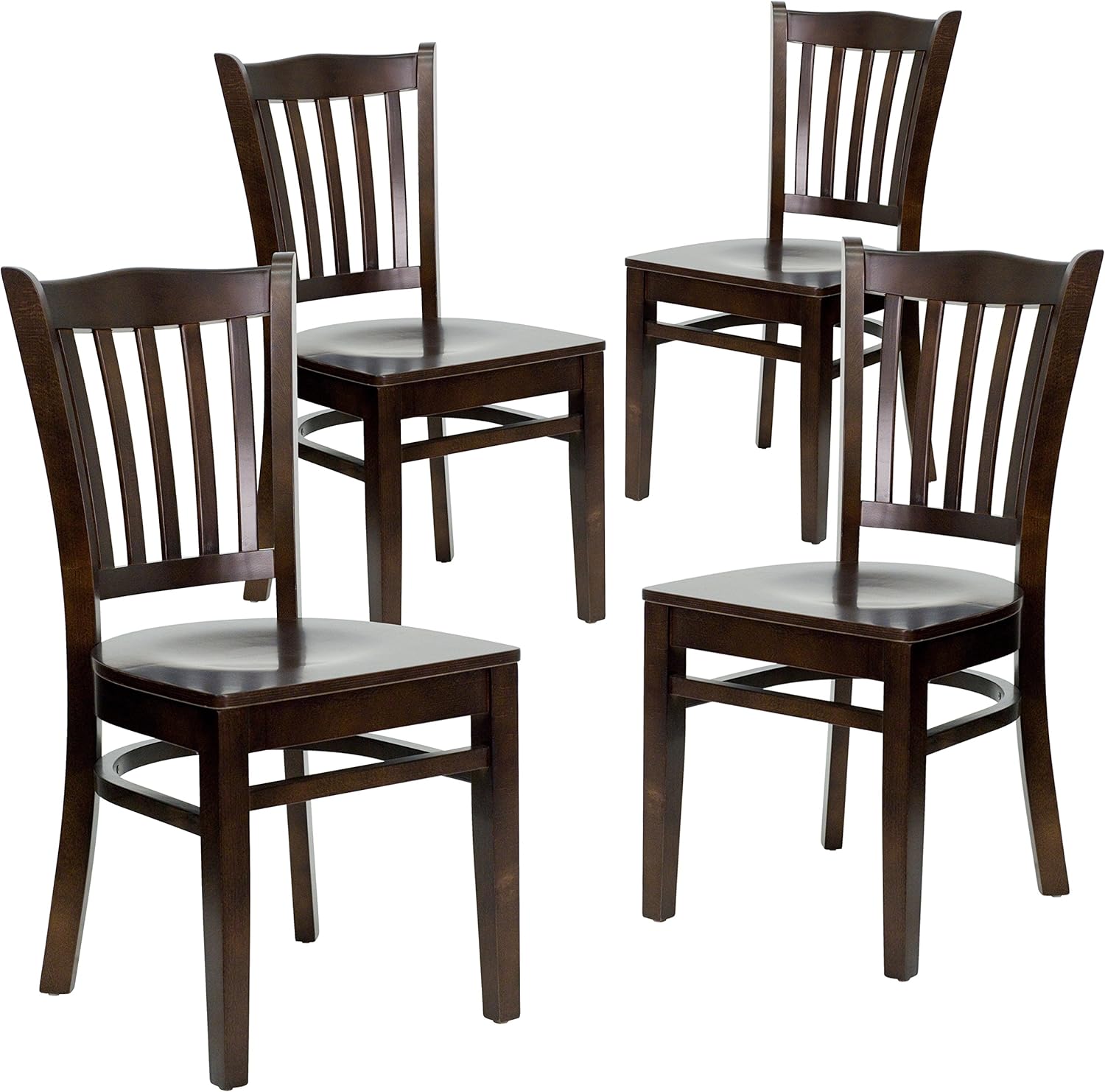 4 Pack Walnut Wood Restaurant Chair S42757