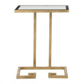 Gold and White Iron and Glass Accent Table G109387