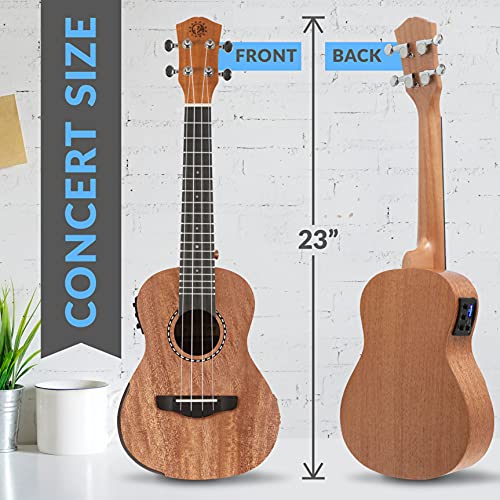 23" Acoustic Electric Mahogany Tenor Ukulele with Detachable Strap K4598