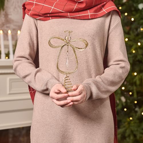 10 Inch Pre-Lit Gold Metal Angel Tree Topper B452937
