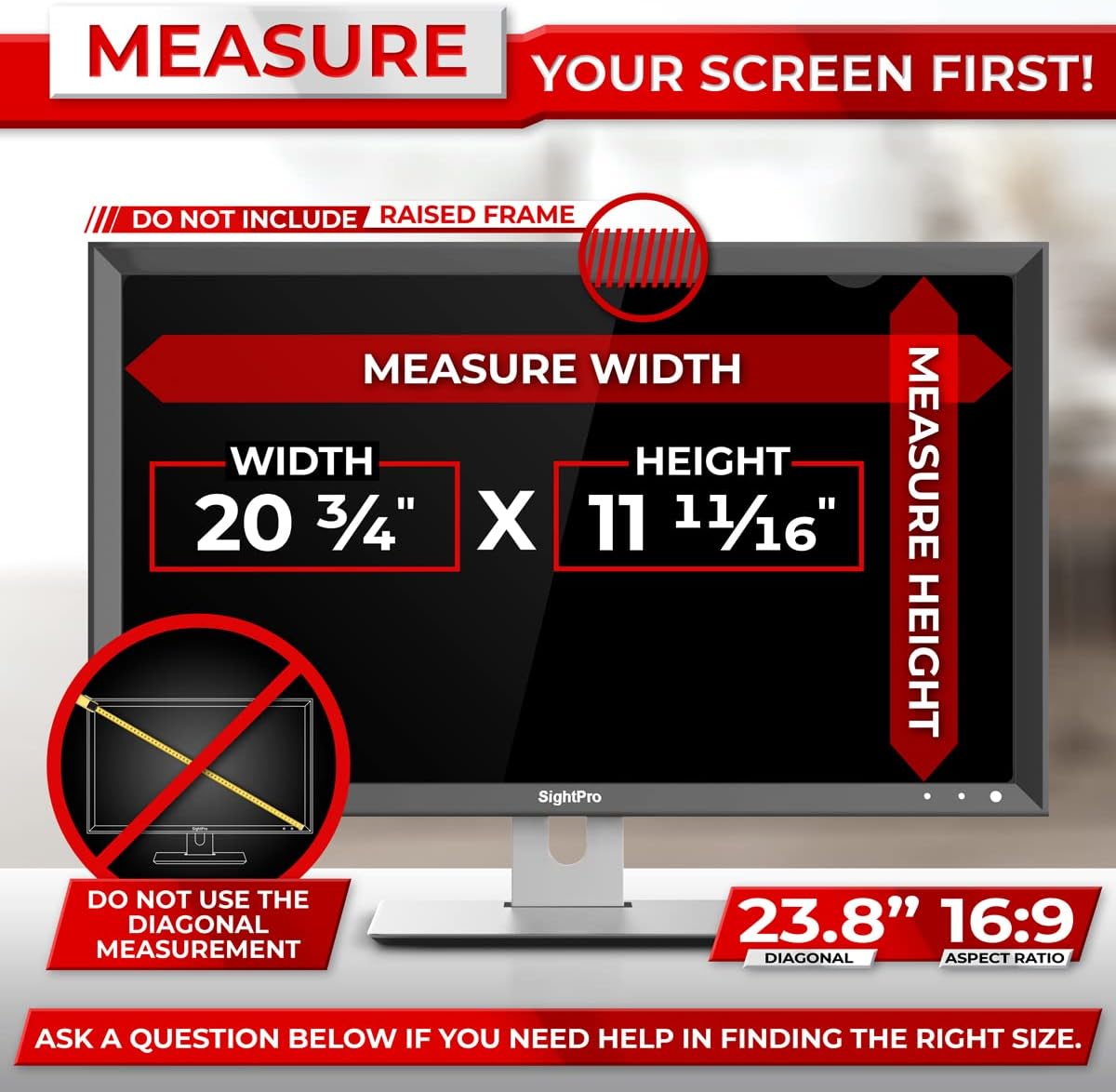 23.8 Inch Computer Privacy Screen Filter for 16:9 Widescreen Monitor, Pack of 2 V9669