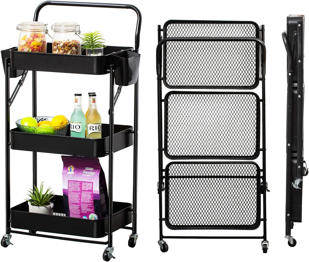 Pink 3 Tier Rolling Storage Cart with Wheels D3528