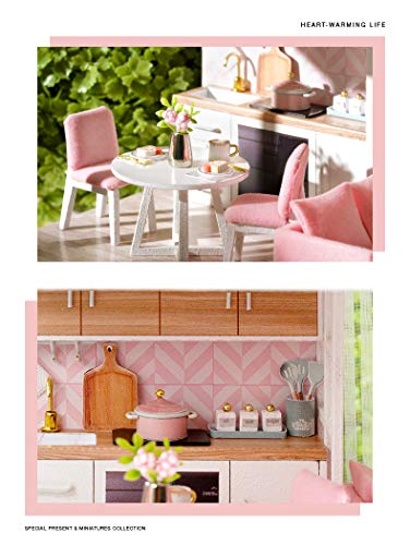 Wooden DIY Dollhouse Kit, 1:32 Scale Miniature with Furniture, Dust Proof Cover Y694