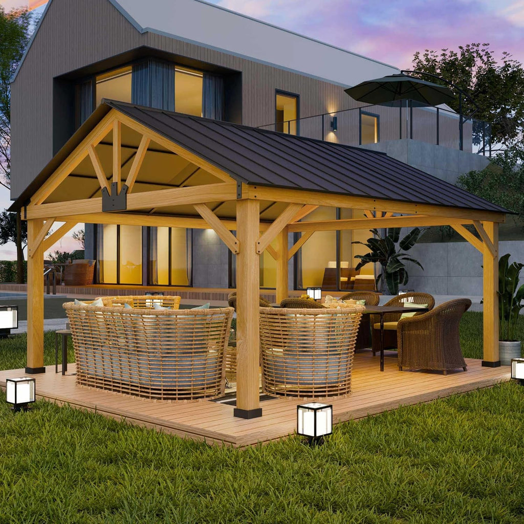 13' x 15' Wood Cedar Gazebo with Galvanized Steel Roof M282917