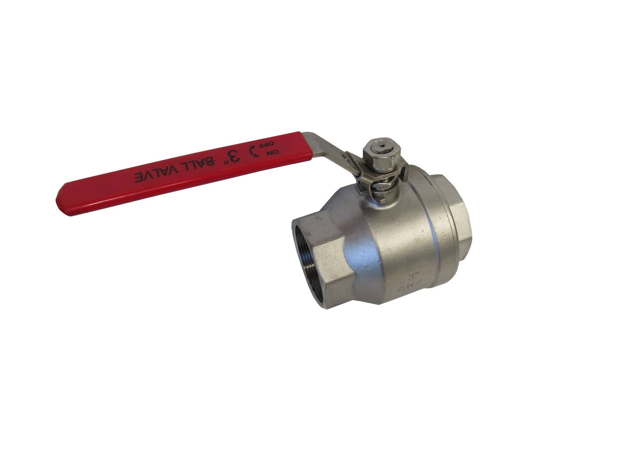 Full Port Ball Valve, 3x22 NPT, 2 Piece, 304 Stainless Steel D510694
