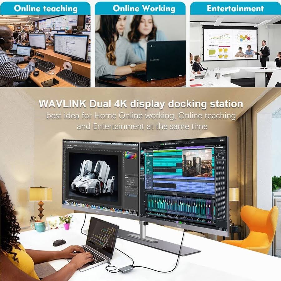 Type-C Thunderbolt to Dual HDMI Display Adapter 4K60Hz Gray 1.4 ft Y54686