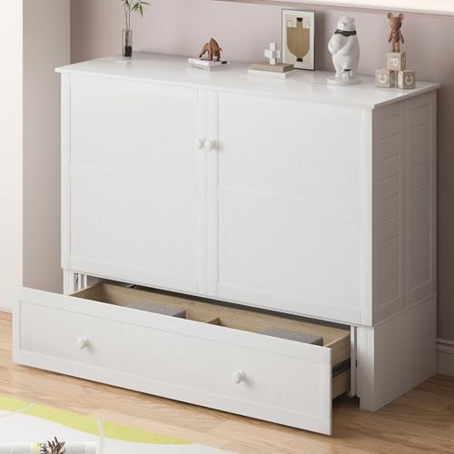 Queen Murphy Bed with 2 Storage Drawers and USB Charging Station N4689