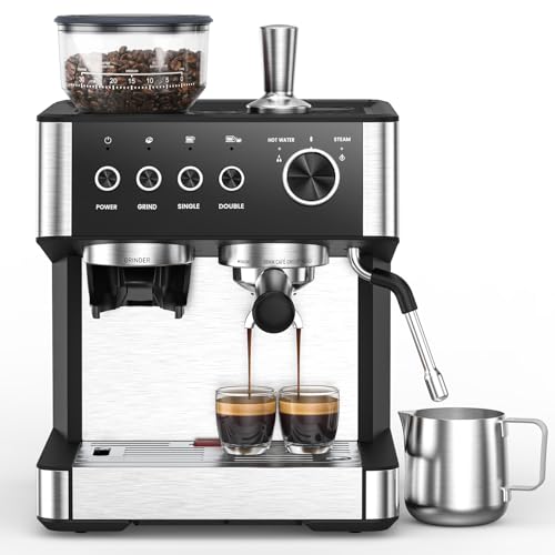 20 Bar Espresso Coffee Machine with Grinder and Milk Frother Steam Wand P691