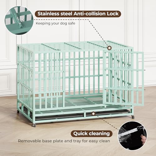 Heavy Duty Steel Dog Crate with Wheels and Removable Tray V685