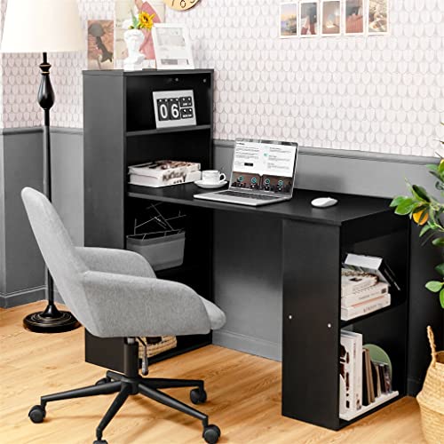 Black Desk with 6 Tier Storage Shelves G27808