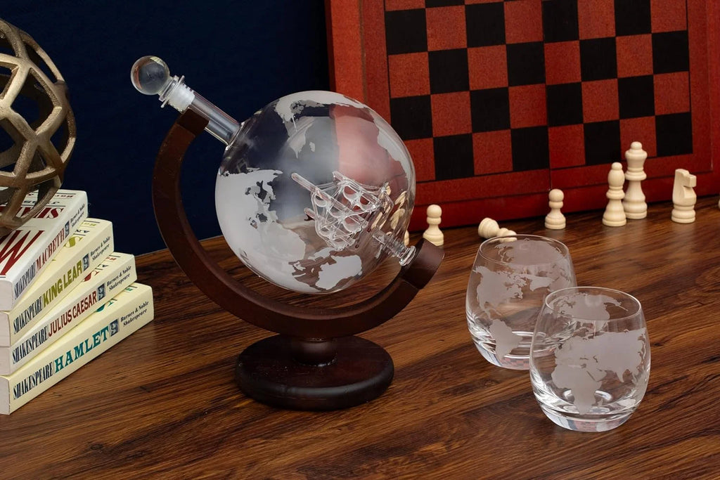 50 Oz Handmade Whiskey Decanter Set With Wooden Stand F206877