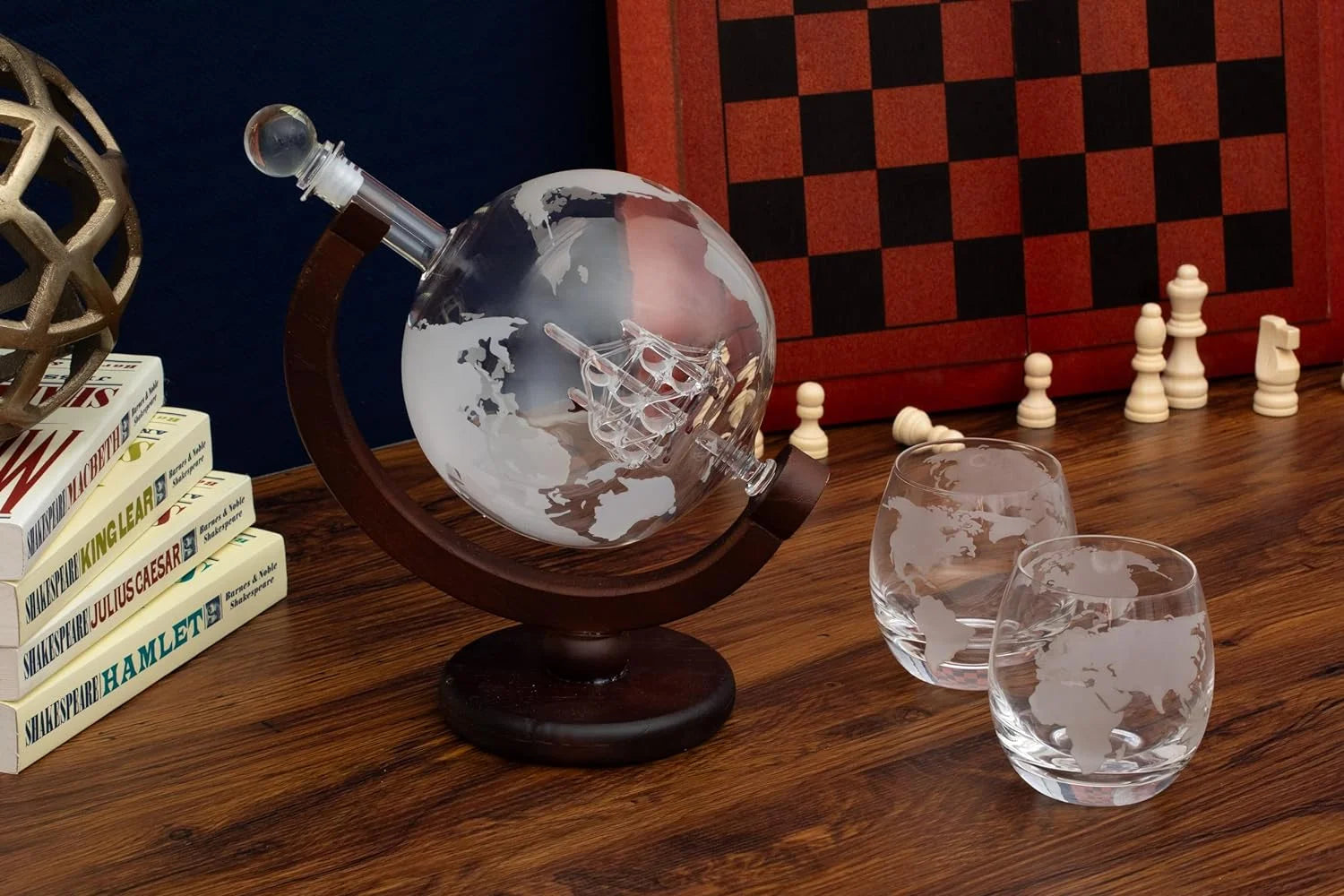 50 Oz Handmade Whiskey Decanter Set With Wooden Stand F206877