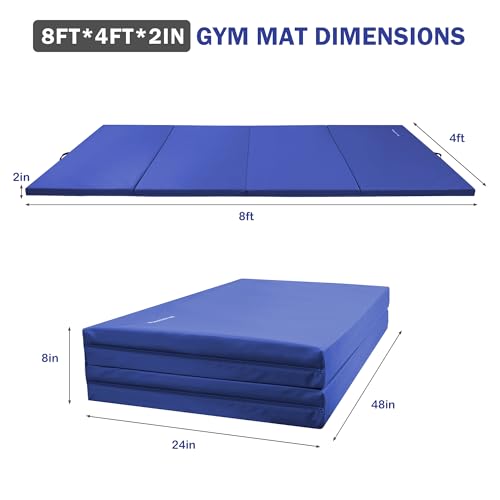 Blue 4'x8'x2" Extra Thick Gymnastics Mat X1112