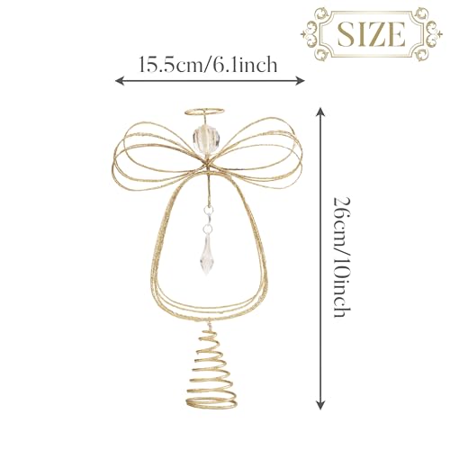 10 Inch Pre-Lit Gold Metal Angel Tree Topper B452937