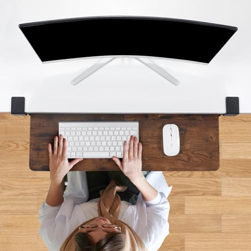 Mahogany 26.77" X 11.81" Height Adjustable Keyboard Tray with Drawer P45626