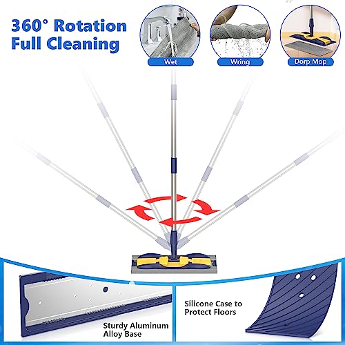 Microfiber Flat Mop with 4X Mop Pads and Adjustable Handle E863